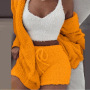 Conyson New Wholesale Plus Size Winter Suit Pjm Cozy Home Leisure 3 Pieces Crochet  long sleeve Women Sexy Matching Set