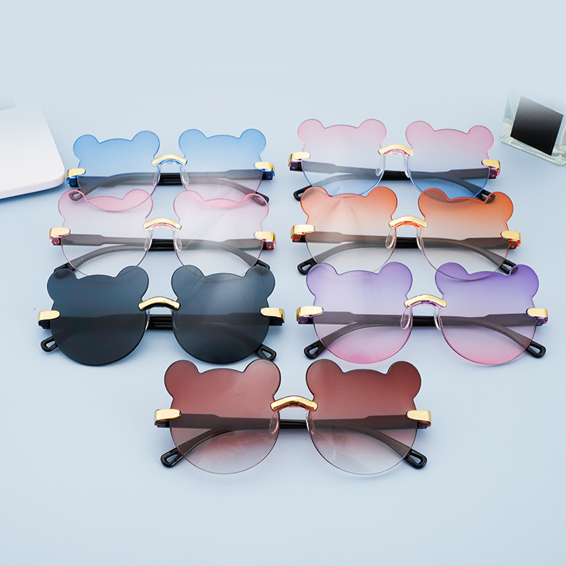 Kids Sunglasses Bear Shape Gradient Lens Children Glasses Trendy Girls Boys Sun Glasses Cartoon Eyeglasses Sunshades