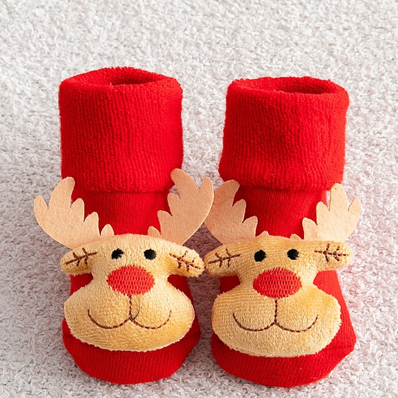Conyson 2021 winter New fashion Christmas kids cute sets cotton thicken antislip popular toddler kids unisex red room socks