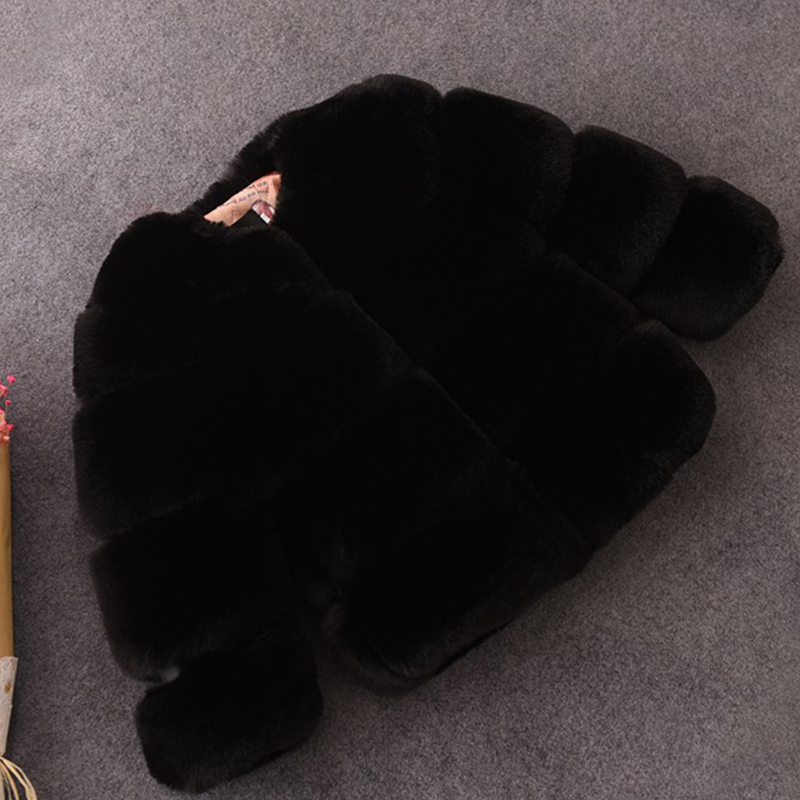 Fashion O-Neck Solid Color Cardigan Velour Faux Fur Hood Girls Long Sleeve Thick Warm Winter Coats