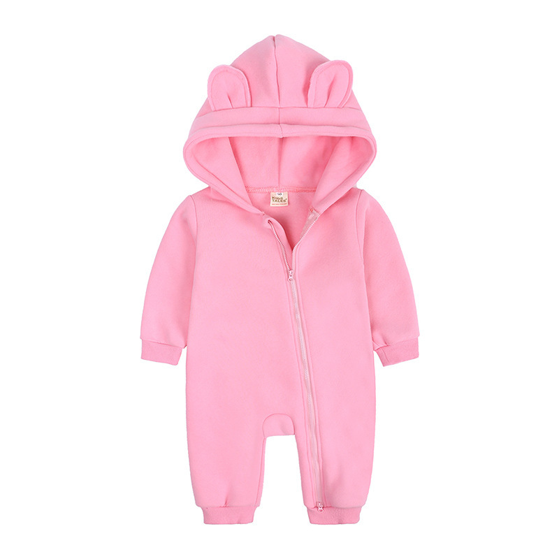 Conyson autumn fashion designer custom logo newborn baby boy long sleeve clothe girl winter zipper cotton hoodie clothing romper