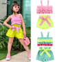 Conyson Wholesale Fashion Boutique Sleeveless Ruffle Cute Top Shorts Summer Girl Clothing Suits Summer Short 3pcs Outfits