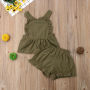 Conyson Summer baby girls ruffle shirt pp shorts 2pcs outfit infant sling tops shorts Outfit Toddler Kids Floral Newborn Set