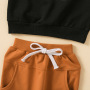 Conyson high quality solid color korea fall children printed unisex kids fashion boutique clothing boy girls cotton clothes sets