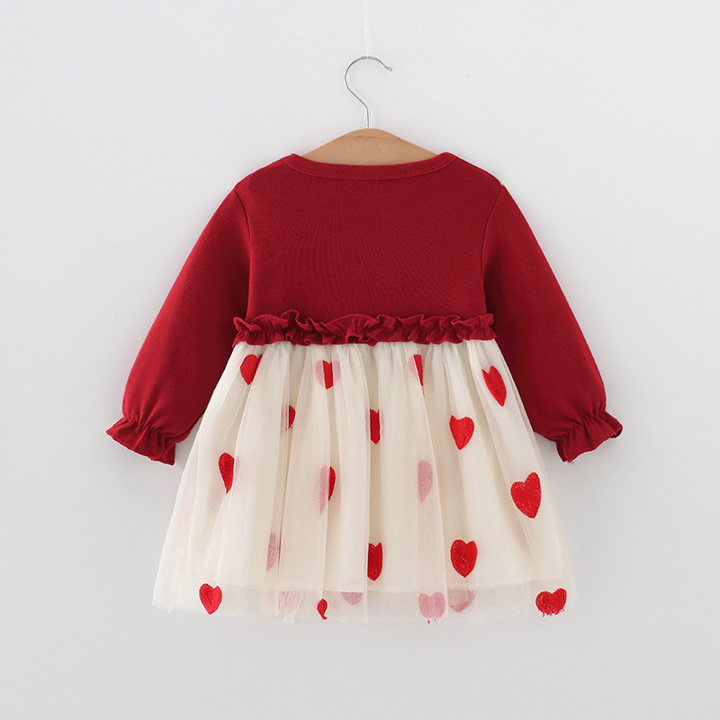 High Quality Anti-Wrinkle Embroidered Knee-Length Layered Dress Knit Kids Girl Mesh Dress