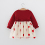 High Quality Anti-Wrinkle Embroidered Knee-Length Layered Dress Knit Kids Girl Mesh Dress