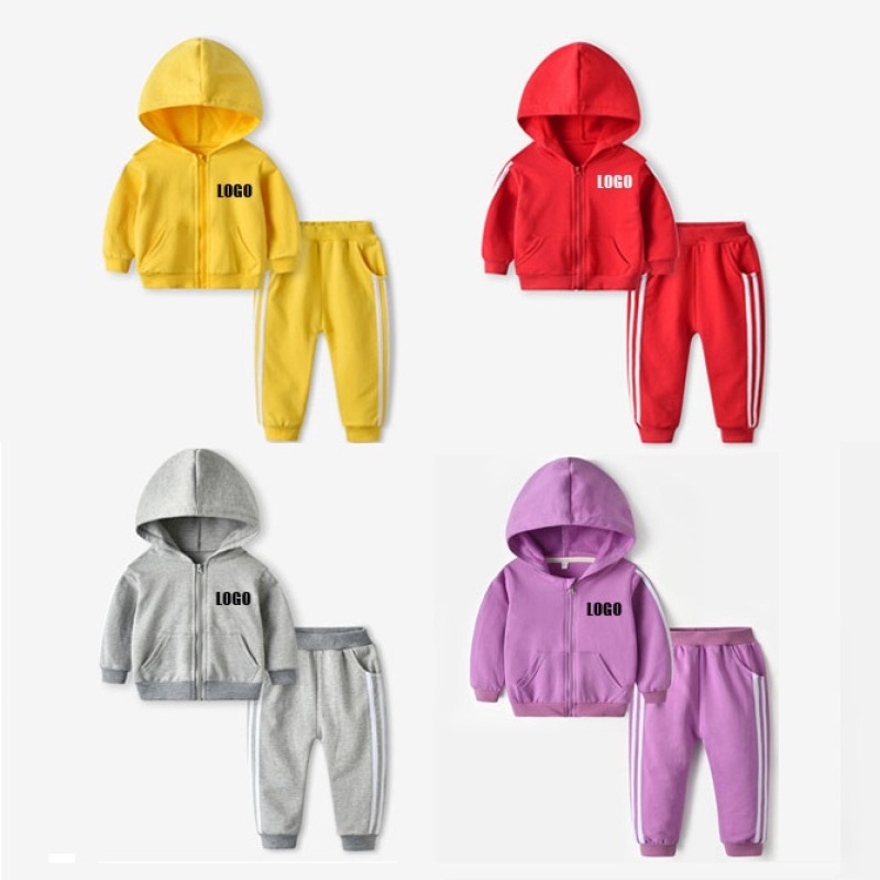 Custom Made Outdoor Wholesale toddler hoodie jogger suits Baby Clothes Kids zipper cotton clothing Tracksuits Sweatsuit Sets