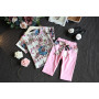 Flower Pattern New Design Boutique Toddler Kids Children Girls Clothes Summer Short Sleeve Suit Sets