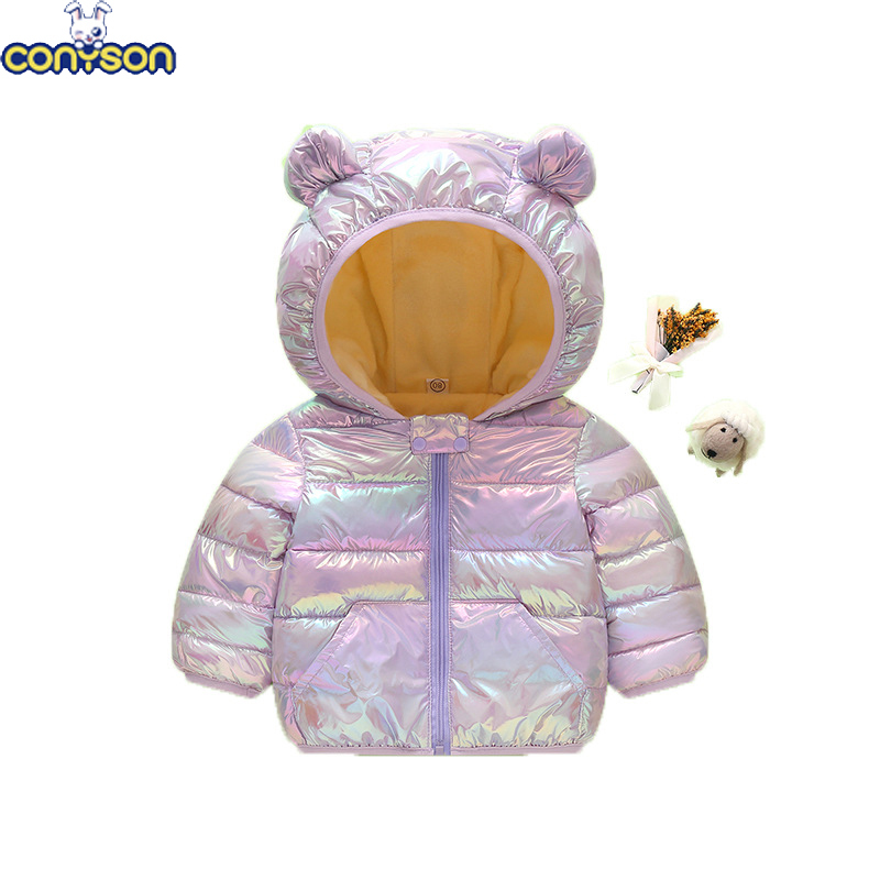 Conyson rts fashion New Design Girls Winter Hoodie tie-dye Children's Cute bear Ears Hooded clothing Girls Winter down jacket