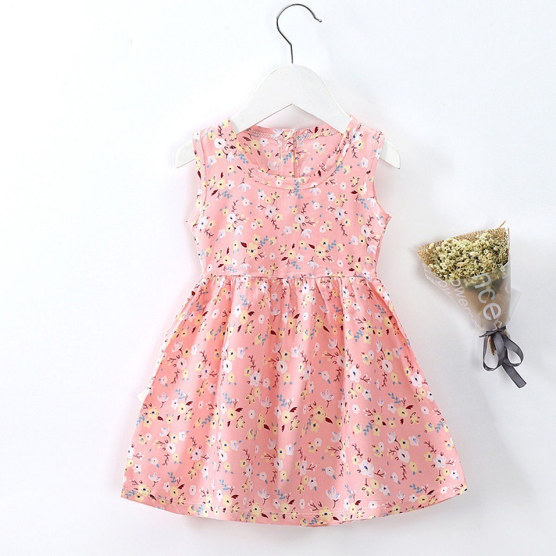 Conyson Wholesale Latest Hot Summer Kids Clothes Girls Flower Print Cotton Silk Dress Baby Princess Skirt Floral Girls Dresses