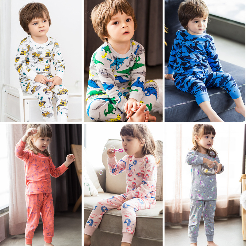 Factory Price Cartoon Pattern Kids Pyjamas Pure Cotton Girls Soft Sleepwear Kid Long Sleeve Sleepwear Sets