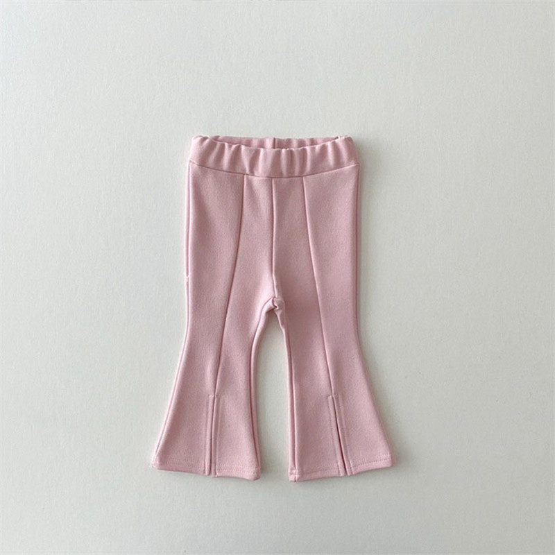 Conyson Toddler Kid Baby Girls Solid Fashion Cotton Split Boot Cut Pant Elegant Streetwear Cute Trousers Infant Flares Pants