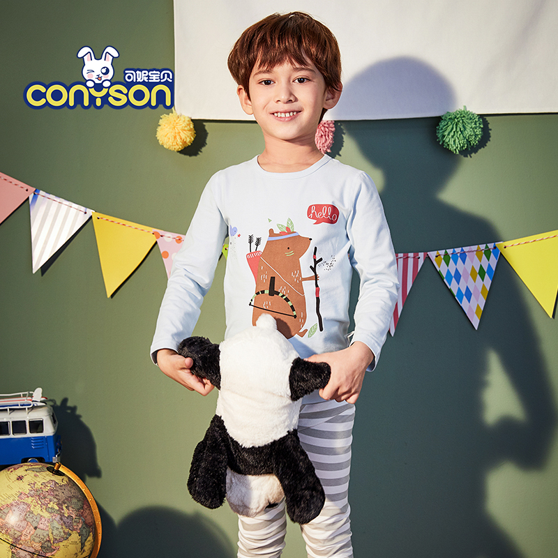 High Quality Knitted Breathable Anti-Static Cartoon Custom Cotton Two Piece Pajama Set