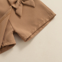 Conyson Summer Children Girls Sleeveless Skits Sets Printing T-Shirts Solid Bow Shorts Twp Piece Kids Girl Clothing Suits