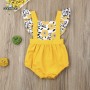 Factory Supply Square Collar Yellow Floral Baby Girls' Ruffle Rompers Baby Girl Romper Baby Clothes Newborn
