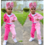 Conyson New autumn products Children's Bicolor Thickened Suit Jogging Boutique Cotton Hoodie 2 Pieces kids girls Jogging set