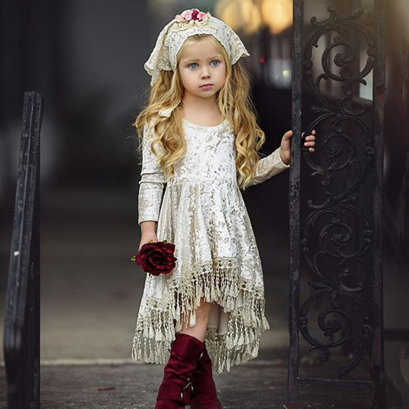 Conyson European and American New Children's Clothing Kids Dress Fishtail Skirt Spring Long Sleeve Cotton Dress for Baby Girls