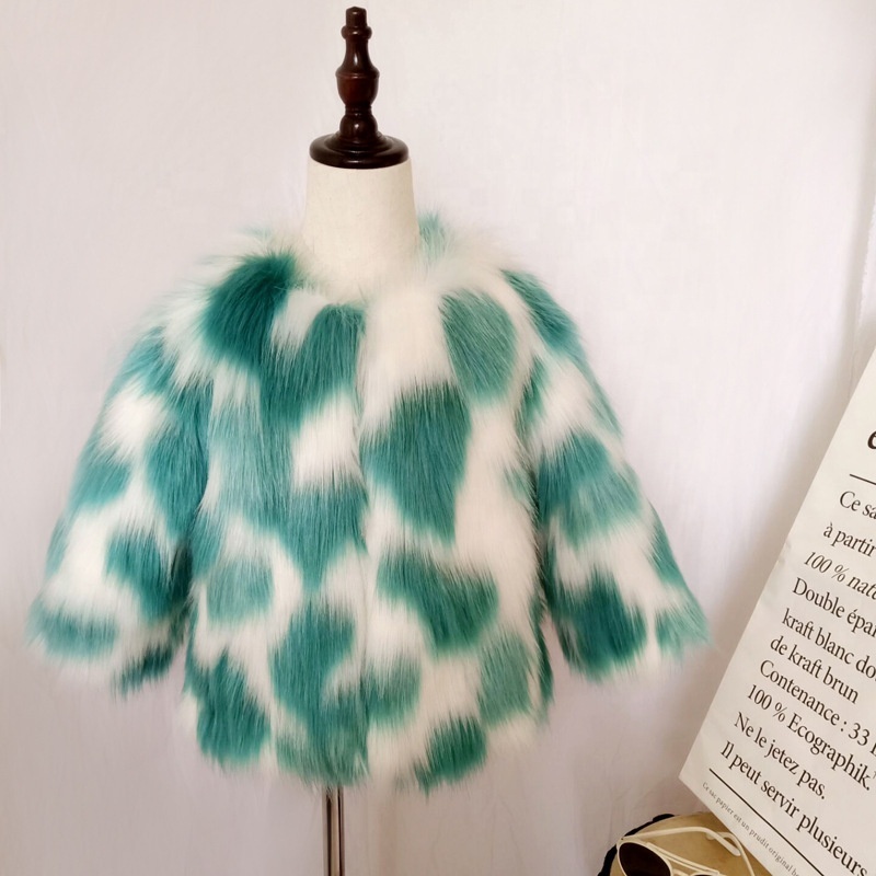 New Autumn And Winter Kids Lovely Warm Plush Coat Girls Colorful Faux Fur coat jacket