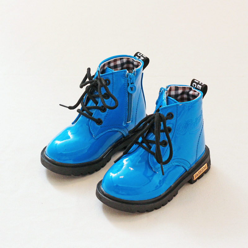 Conyson wholesale winter Korean design size 21-36 child PU Leather boot baby kid boy girl snow clothing Martin boots shoes