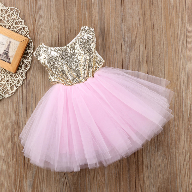 Conyson Wholesale High Quality Children Clothing Puffy Princess Skirt Sequins Baby Flower Dresses Baby Mesh Tutu party dress