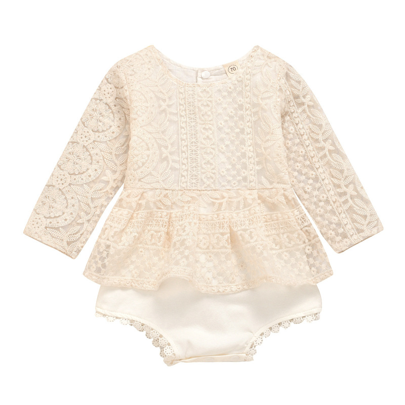 Hot Sale Baby Girl Long Sleeve Lace Romper Newborn Baby Tutu Dress Outfits Cheap Baby Girl Clothes