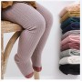Wholesales Autumn Winter Baby Girl Leggings Stripe Cotton Solid Colors Matching Lovely Pantyhose Infant Clothing