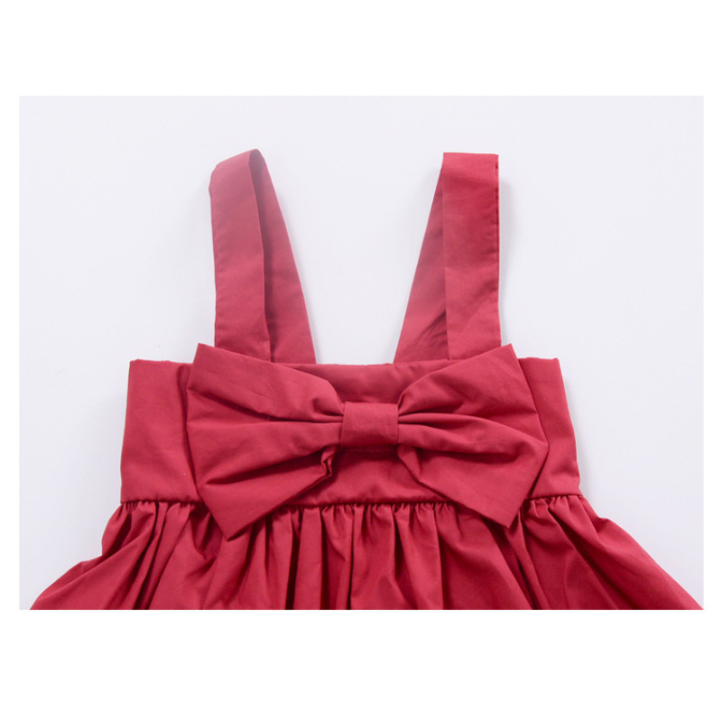 Conyson Baby Girls Summer Bowknot Sleeveless Casual Slip Dress Red Mini Sundress Girl Suspender Princess Ruffled Skirt