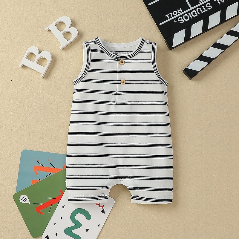 Latest Baby Boy Summer Cotton 2021 Comfortable Breathable Summer Baby Boy Toddler Organic Cotton Sleeveless Romper Clothes