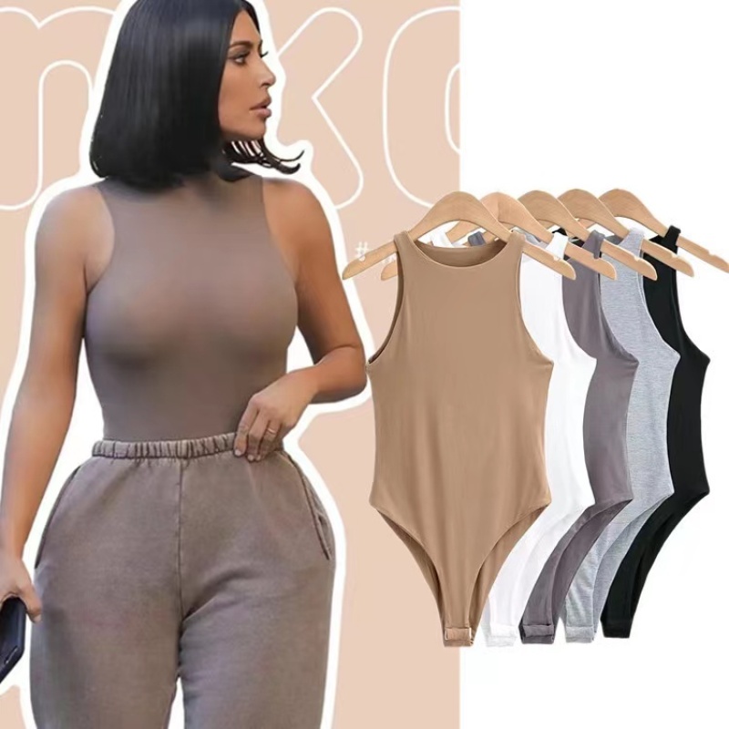 Custom Colorful Women Tights Bodysuit Slim Cut Skinny Strap Vest Sports Style Triangle Short Jumpsuit