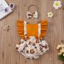Conyson Baby Girl Flower Ruffle Romper Newborn Backless Jumpsuit Headband Girls Sunsuit Outfit 2pcs Baby Summer Clothing