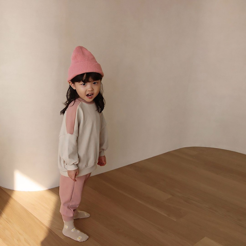 Fashion Design Boys And Girls New Product Color Matching Clothes Suit Children's Pullover Set