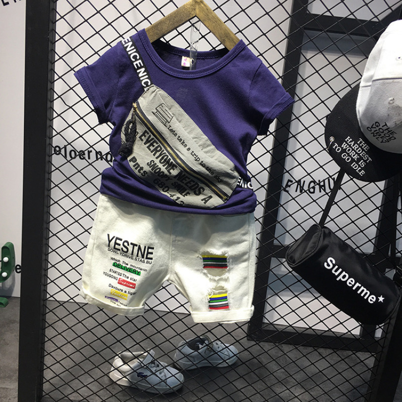 2021 Fashion Cool Summer Joker Newborn Baby New Summer Kids Clothes Baby Clothing Sets Short Sleeved Two Pieces Boys Suits