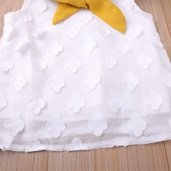 Conyson Wholesale Cute Infant High Quality Summer Sweater Baby Girls' Suit Bow Newborn Clothing Knitting 2 Pieces Girl Sets