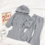 Conyson Casual Summer Kids Girl Sports Clothes Zip Hoddie Set Cotton Flared Cotton Pant Vest 3pcs Outfits Girls Tracksuit Suits