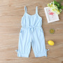 high quality 2021 summer sleeveless pure color one piece casual cute cotton baby girls knitwear clothes romper clothing
