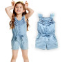 Conyson High Quality Euramerican Summer New Small Fly Sleeve Denim Overalls Kids Clothes Short Trousers Toddler Girls Suspender