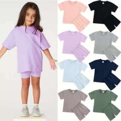 Mommy and Me Outfits Custom Logo Cotton Matching Clothes Pajamas Set Shorts Set Short Sleeves Parent-child Clothing Set 2 Piece
