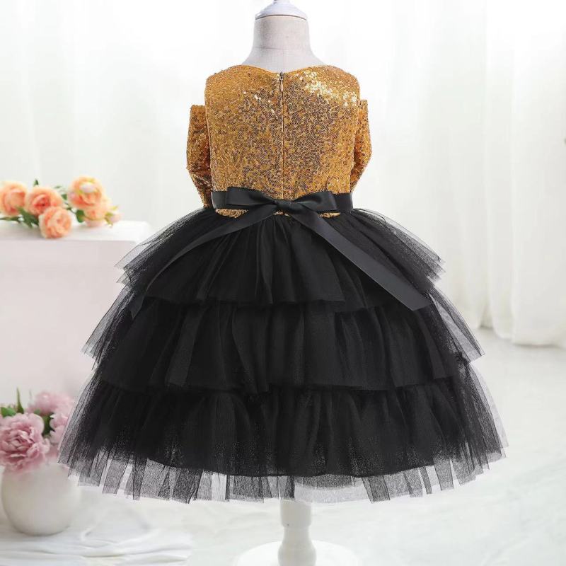 Conyson Kids Tutu Dress Easter Mesh Litter Girls Clothing Sleeveless Bow Sequin Formal Children Girl Evening Dresses