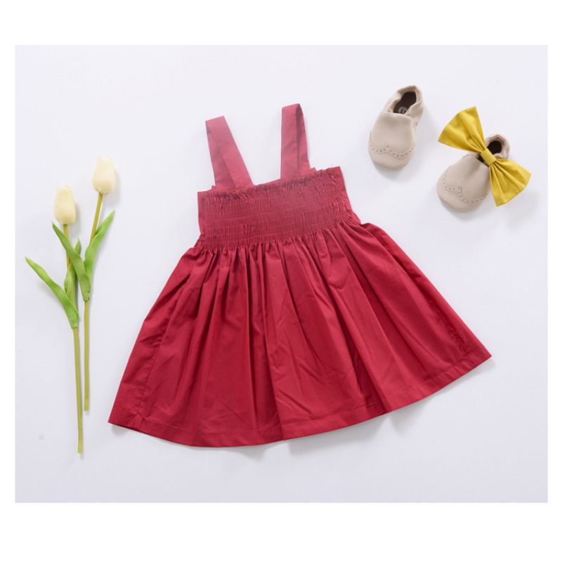 Conyson Baby Girls Summer Bowknot Sleeveless Casual Slip Dress Red Mini Sundress Girl Suspender Princess Ruffled Skirt