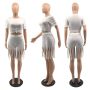 popular fashion summer logo Customized S-5XL women two pieces sport t-shirt tassels shorts suit clothing adult short clothes set