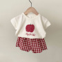 Conyson korea Fashion cotton Summer children Fruits tshirt square shorts 2 Piece Suit wear Toddler baby Boys girl's clothing set