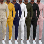 High Quality Custom Logo Men Sportswear Casual Gym Outfits 2 Piece Tracksuit Solid Zipper Sweatshirt Pants Slim Fit Suits
