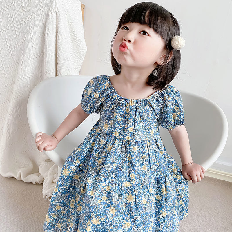 Conyson Wholesale Kids Clothes New Summer Baby Girls Dress Print Floral Bow Dresses For Girls Fashion Princess Girls' Children C