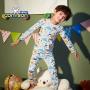 Wholesale Soft Anti-Static O-Neck Knitted Boy's Sleepwear Korean Kids Custom Pajamas Set