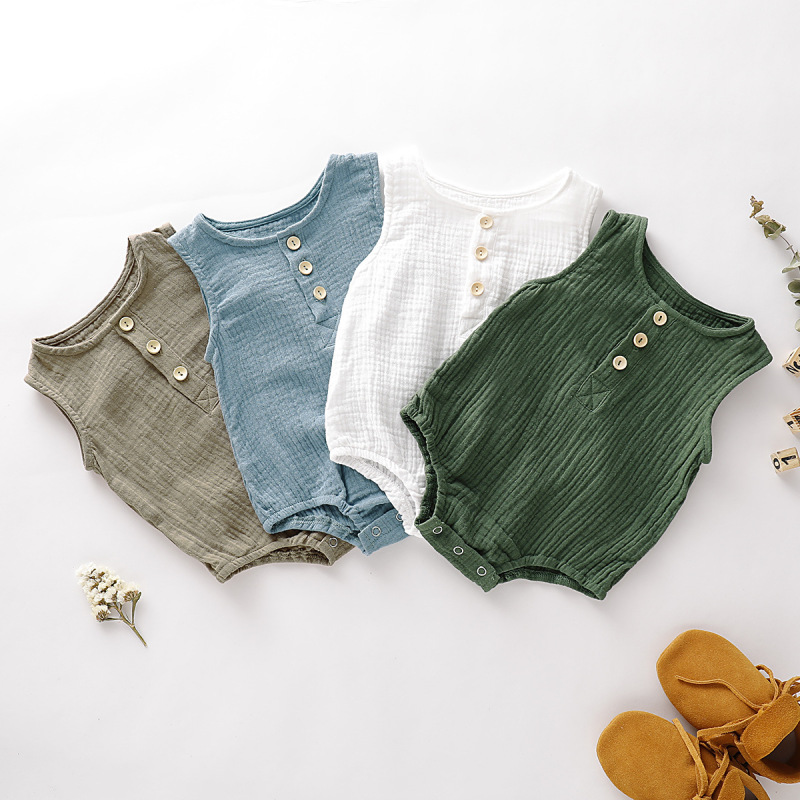 Newborn Sleeveless Soft Linen Baby Jumpsuit Boutique Newborn Jumpsuit Rompers