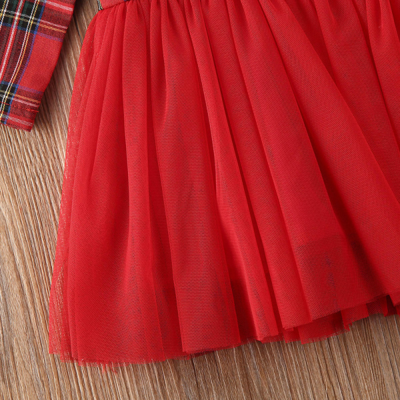 Conyson Baby Girls Christmas Dress Long Sleeve Red Plaid Princess Dresses For Newborn Red Party Xmas Dress Hairbands Set