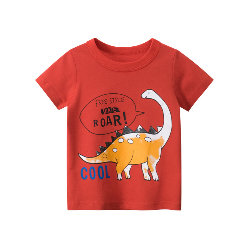 Conyson Hot Sale  Custom 100% Cotton Short Sleeves Cartoon Dinosaur Printing Kids Clothing Baby Boys Graphic T-shirts