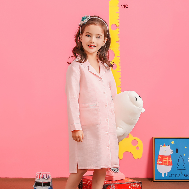 Conyson Wholesale Cute Long Sleeve and Long Pants Cartoon Summer Cotton Kids Pajamas Girl Long Sleeve Dresses