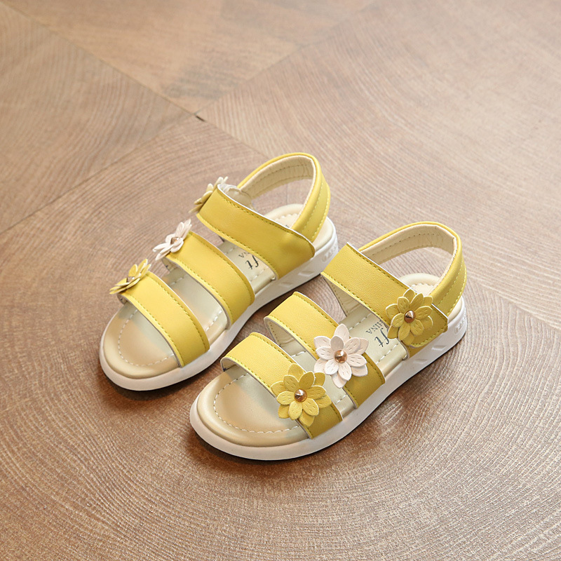Conyson hot sale fashion summer rts Korean designer children hook & loop toddler girl fashion princess flower sandals kids shoes