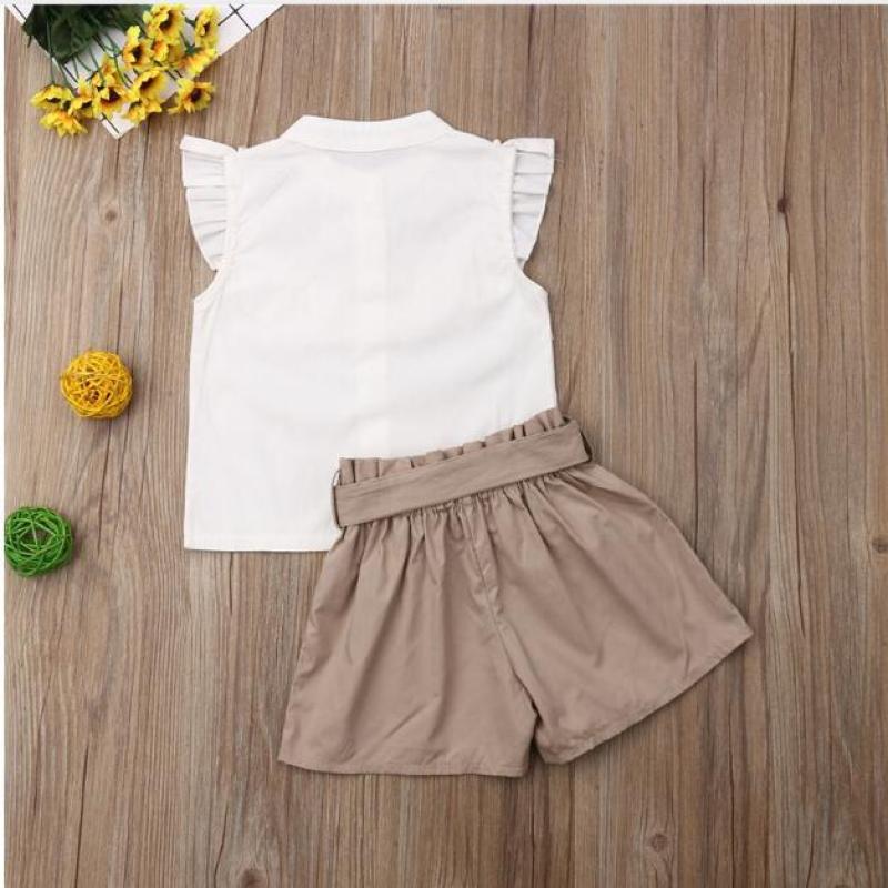 Girls Clothing Childrens 2021 Lovely Kid Baby Girls Feather Clothes Sets Summer Sleeveless Tops Shorts 2pcs Suit Outfits Kids